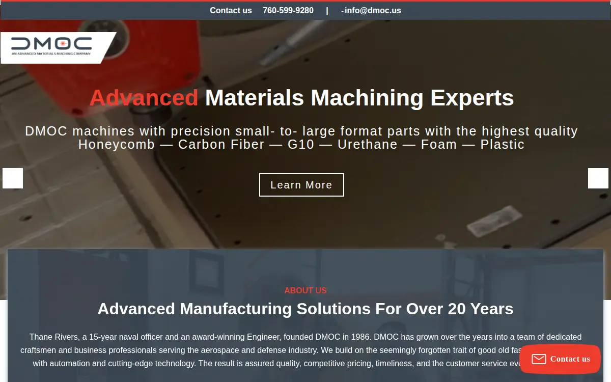 Homepage of Diversified Manufacturing of California, INC.
