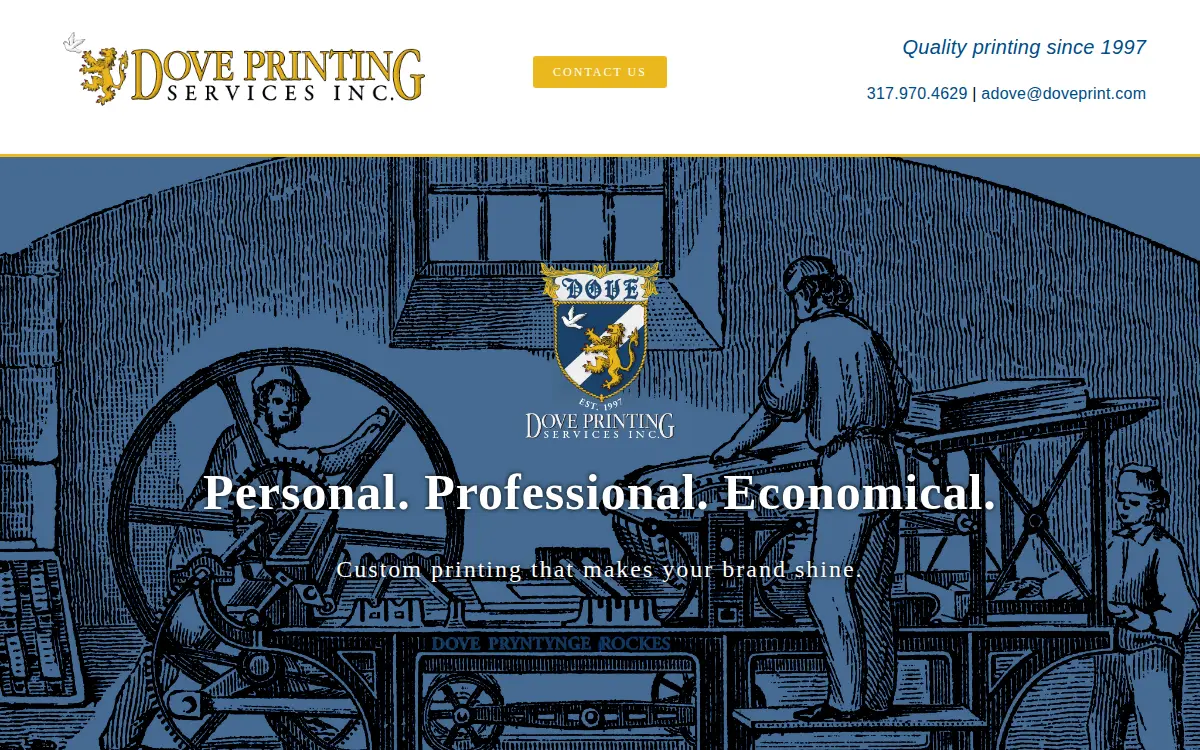Homepage of Dove Printing Services INC