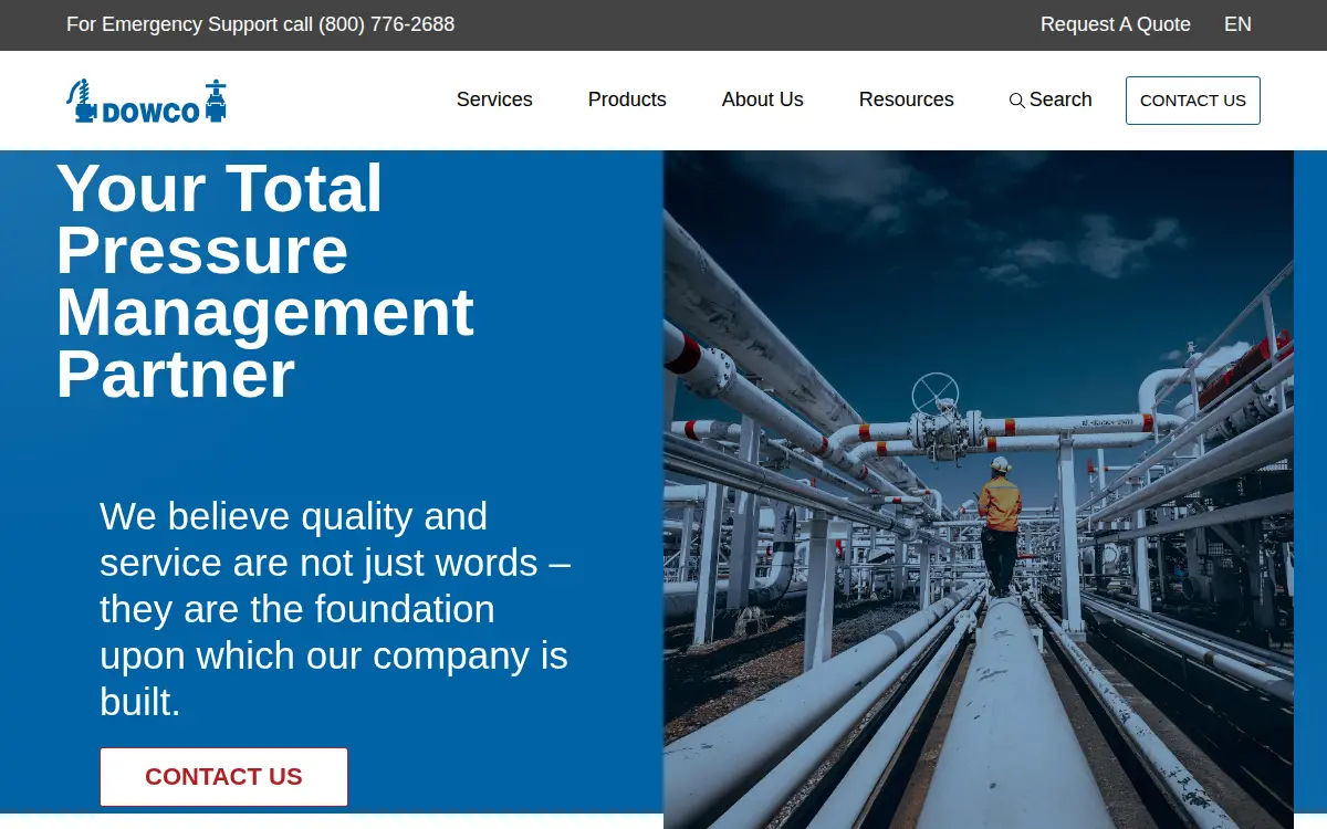 Homepage of Dowco Valve Company INC