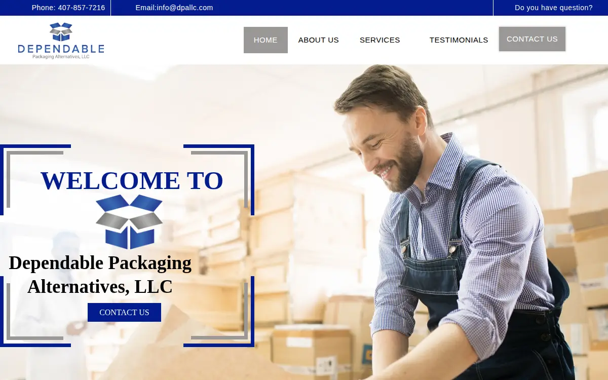 Homepage of Dependable Packaging Alternatives LLC