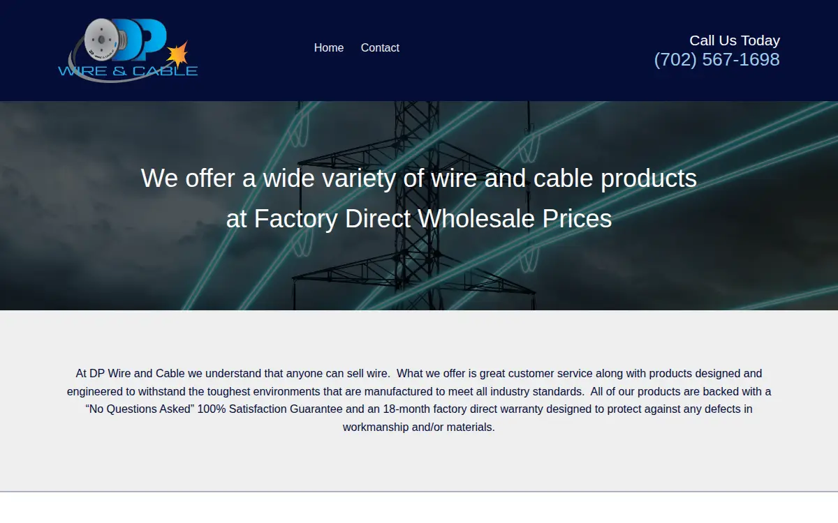 Homepage of Dp Wire and Cable LLC