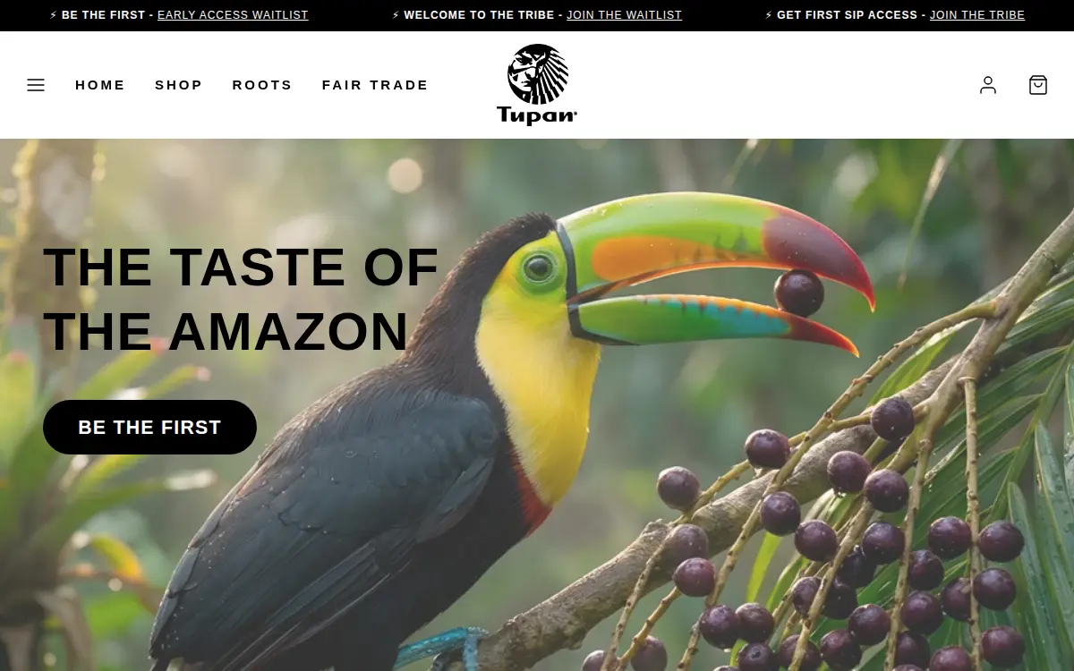 Homepage of Tupan Beverages LLC