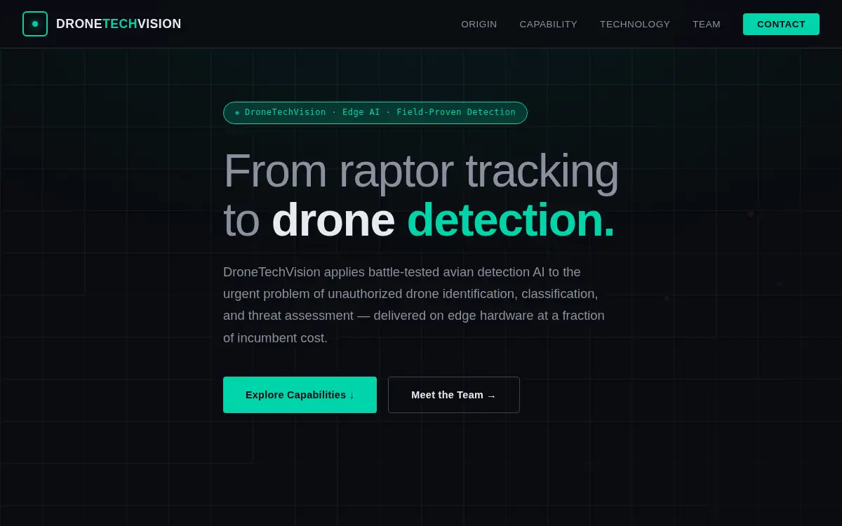 Homepage of Drone Tech Vision LLC