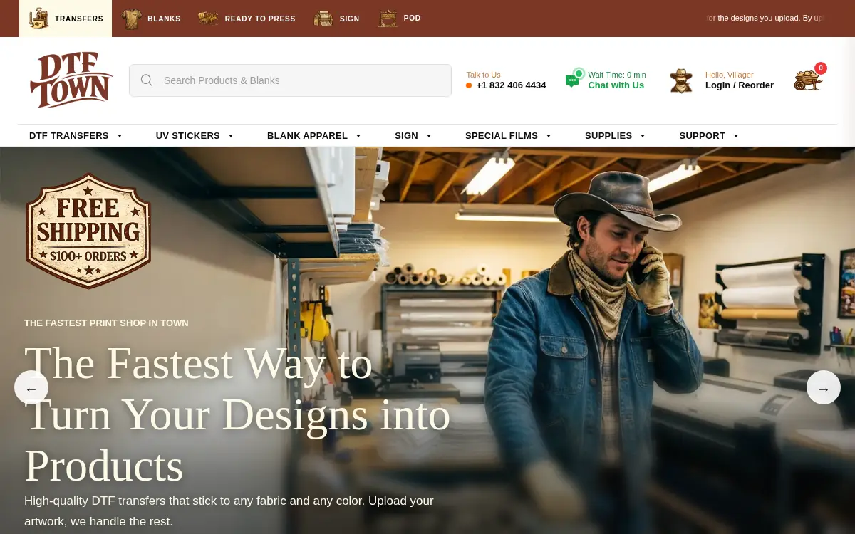 Homepage of Dtf Town LLC