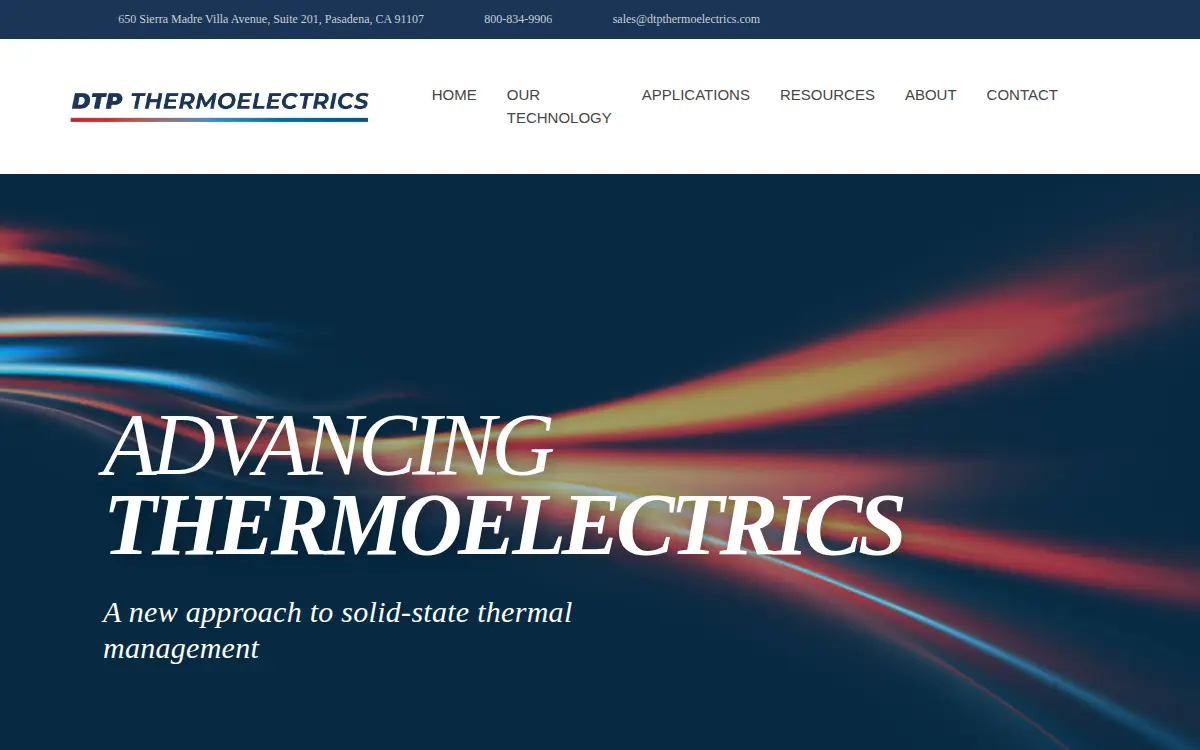 Homepage of Dtp Thermoelectrics LLC