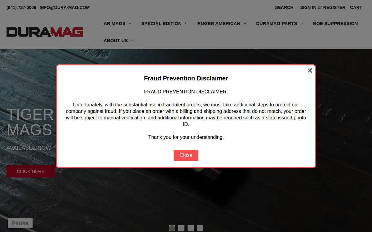 Homepage of C Products Defense, INC