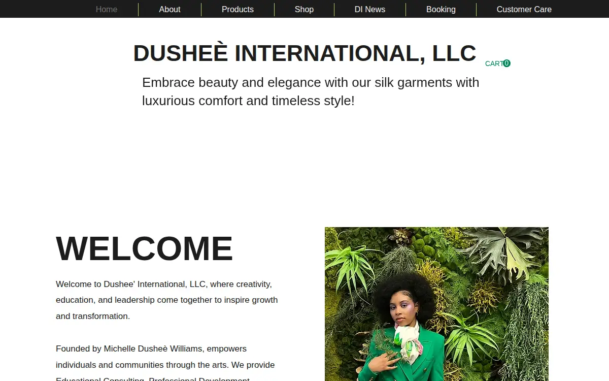 Homepage of Dushee' International, LLC.