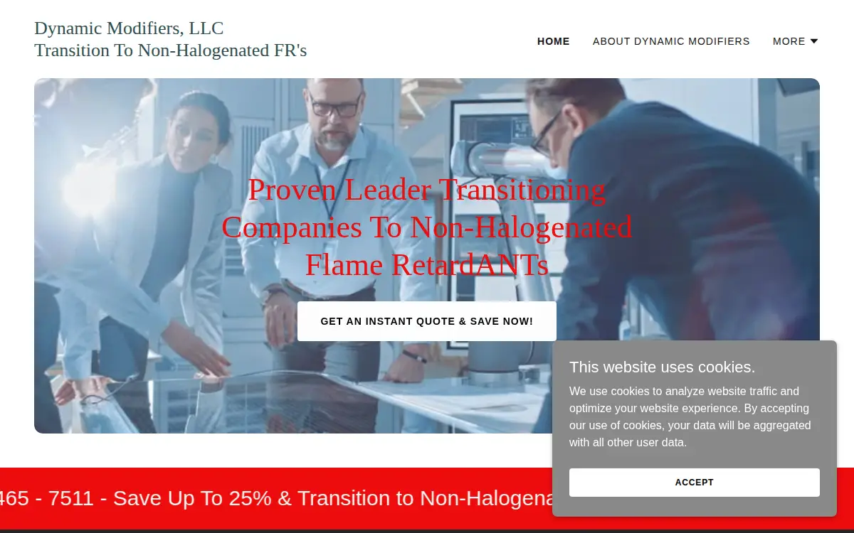 Homepage of Dynamic Modifiers, LLC