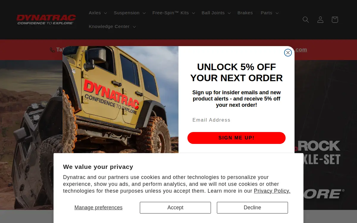 Homepage of Dynatrac Products Co., INC.