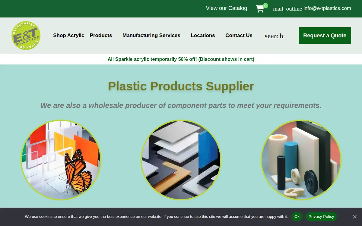Homepage of E & T Plastic Manufacturing Co., INC. of N.j.