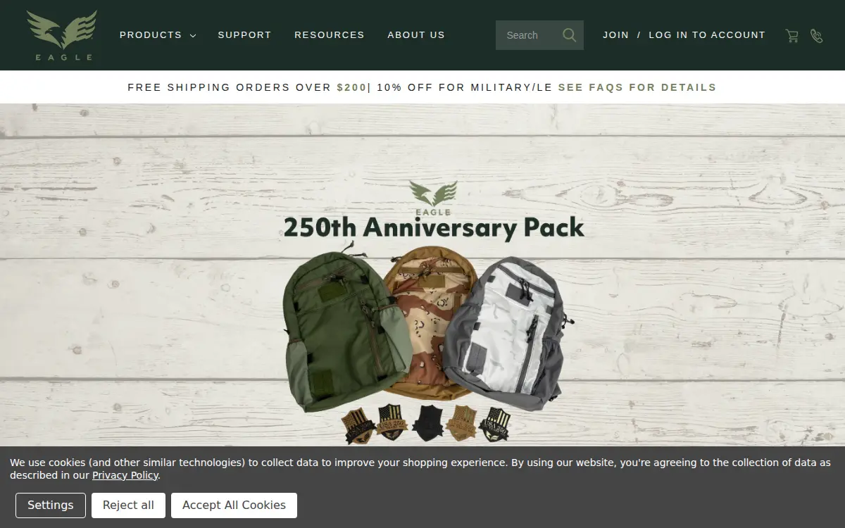 Homepage of Eagle Industries Unlimited, LLC