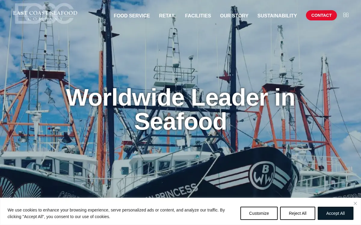 Homepage of East Coast Seafood LLC