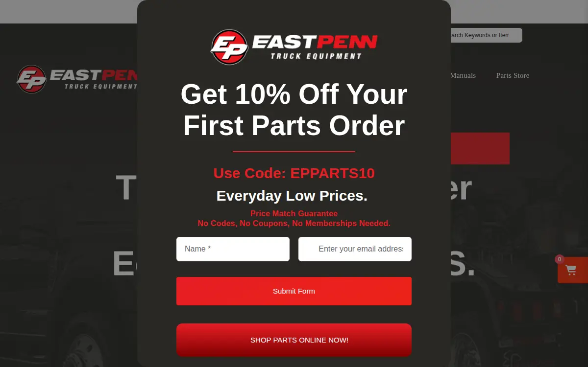 Homepage of East Penn Truck Equipment, INC.
