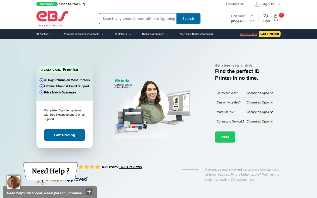 Homepage of Easybadges, LLC