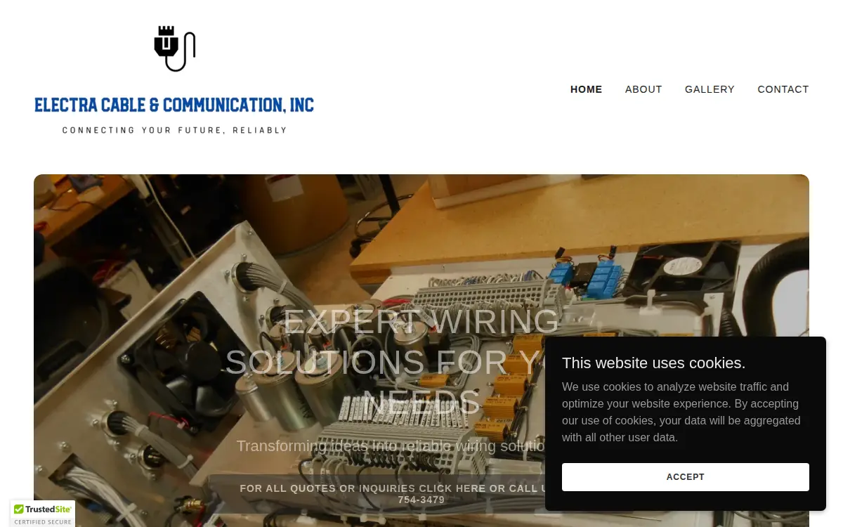 Homepage of Electra Cable & Communication, INC.