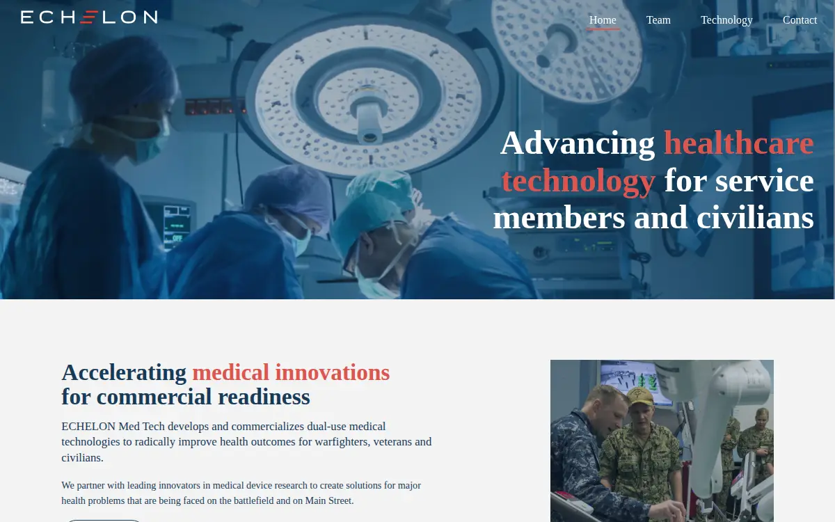 Homepage of Echelon Med Tech LLC