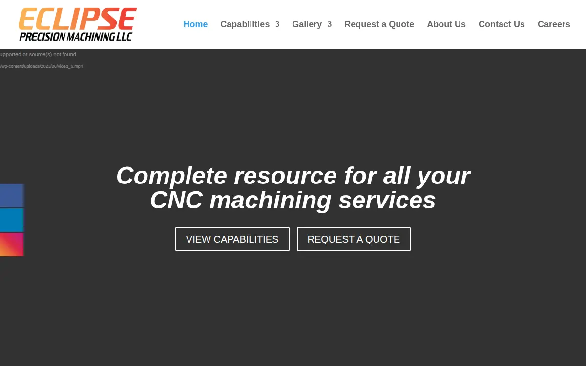 Homepage of Eclipse Precision Machining, LLC