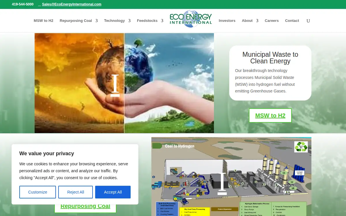 Homepage of Eco Energy International LLC