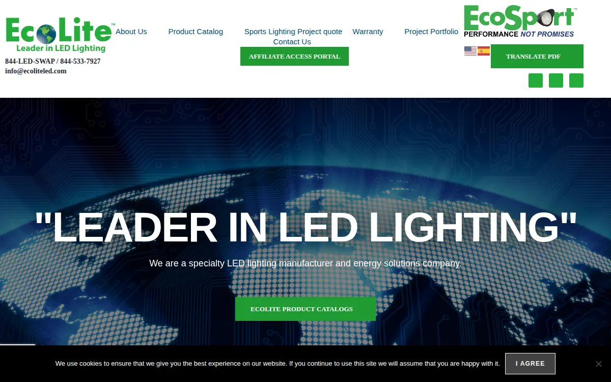 Homepage of Ecolite Holdings, LLC