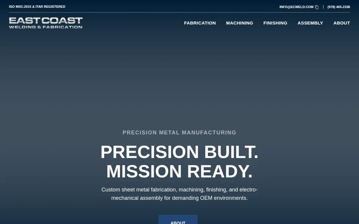 Homepage of East Coast Welding and Fabrication, LLC