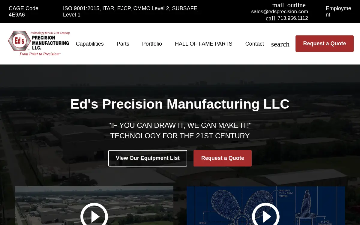 Homepage of Eds Precision Manufacturing LLC