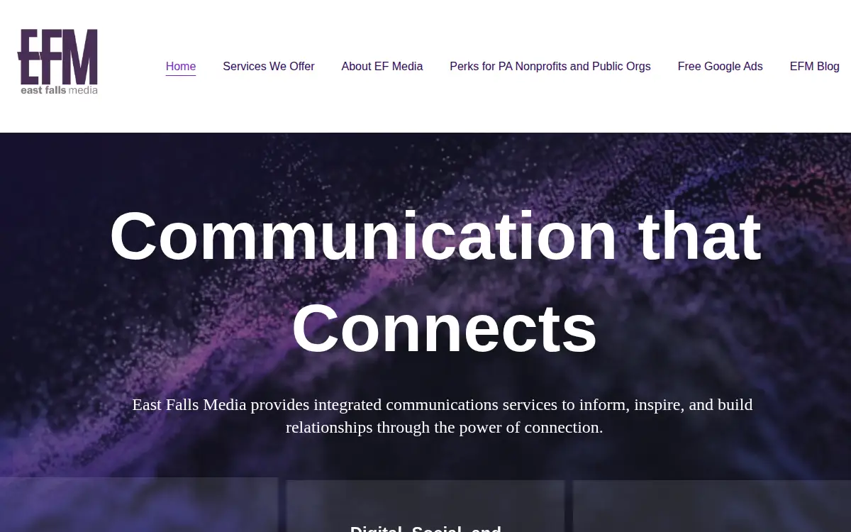 Homepage of East Falls Media LLC
