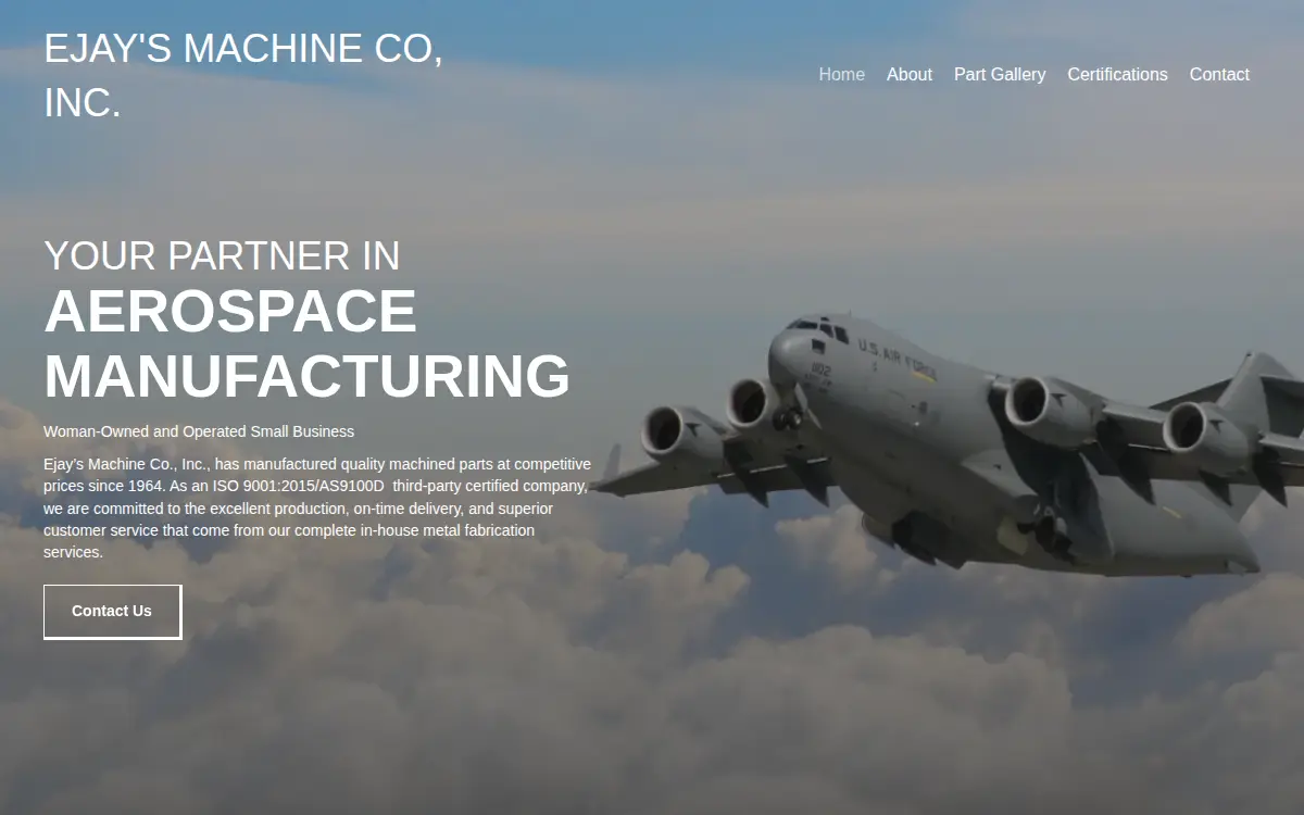 Homepage of Ejay's Machine Co., INC.