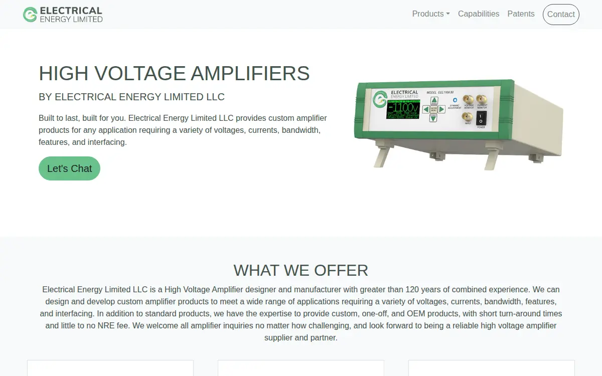 Homepage of Electrical Energy Limited, LLC