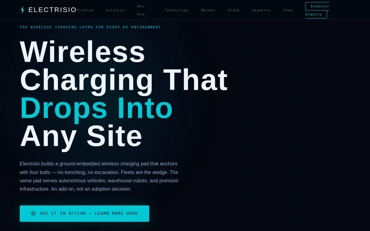Homepage of Electrisio, INC.