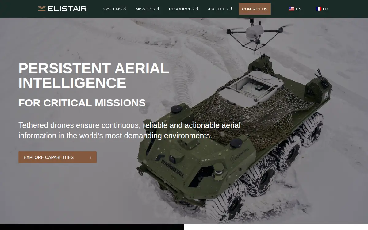 Homepage of Elistair INC.