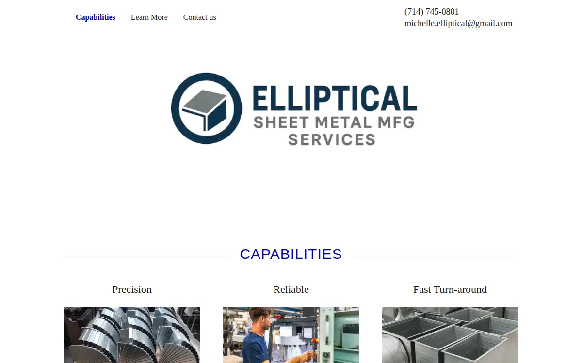 Homepage of Elliptical Sheet Metal Mfg LLC