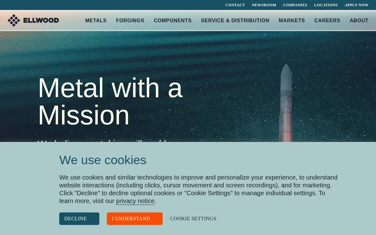 Homepage of Ellwood Texas Forge Navasota LLC