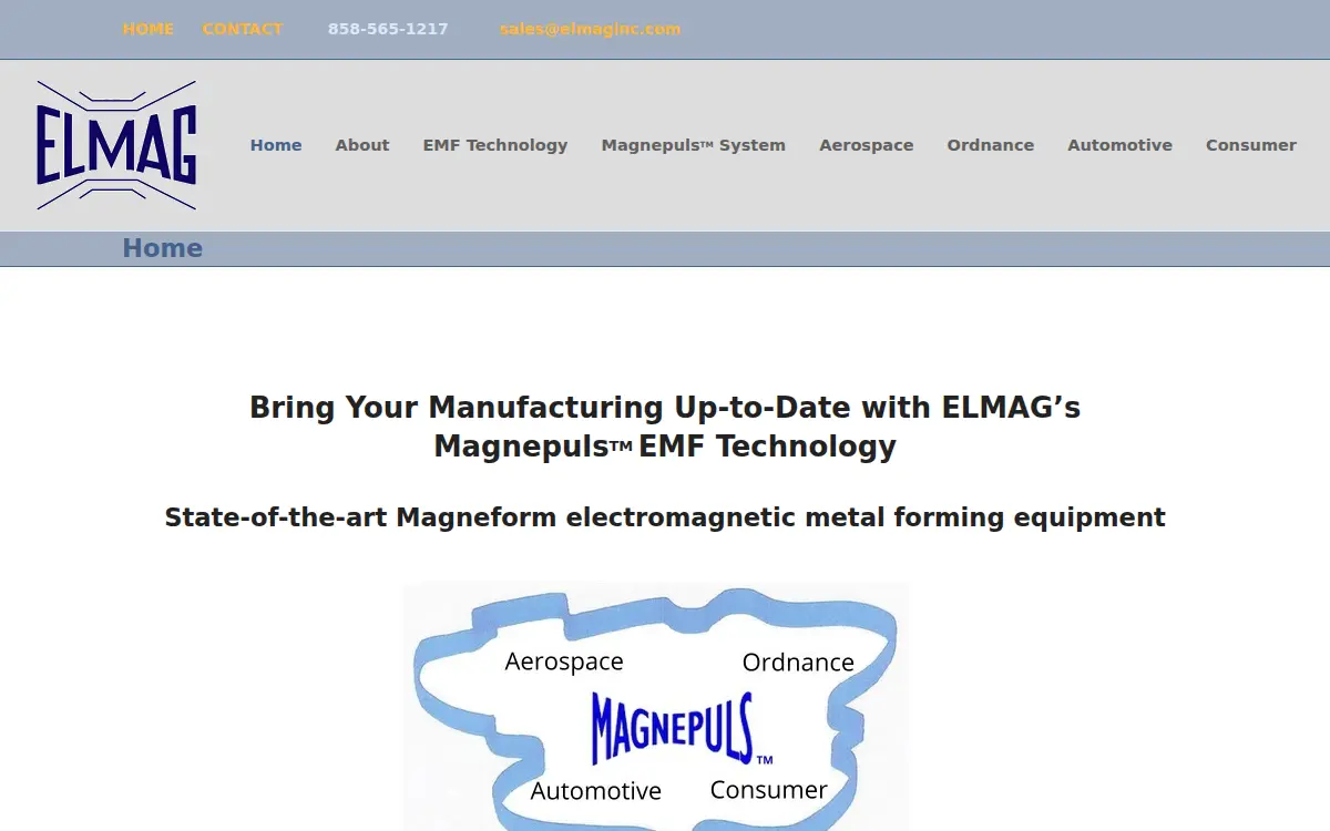 Homepage of Elmag INC