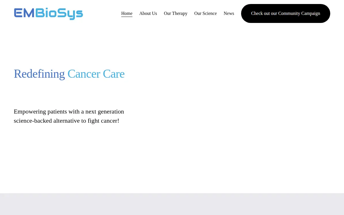 Homepage of Embiosys INC.
