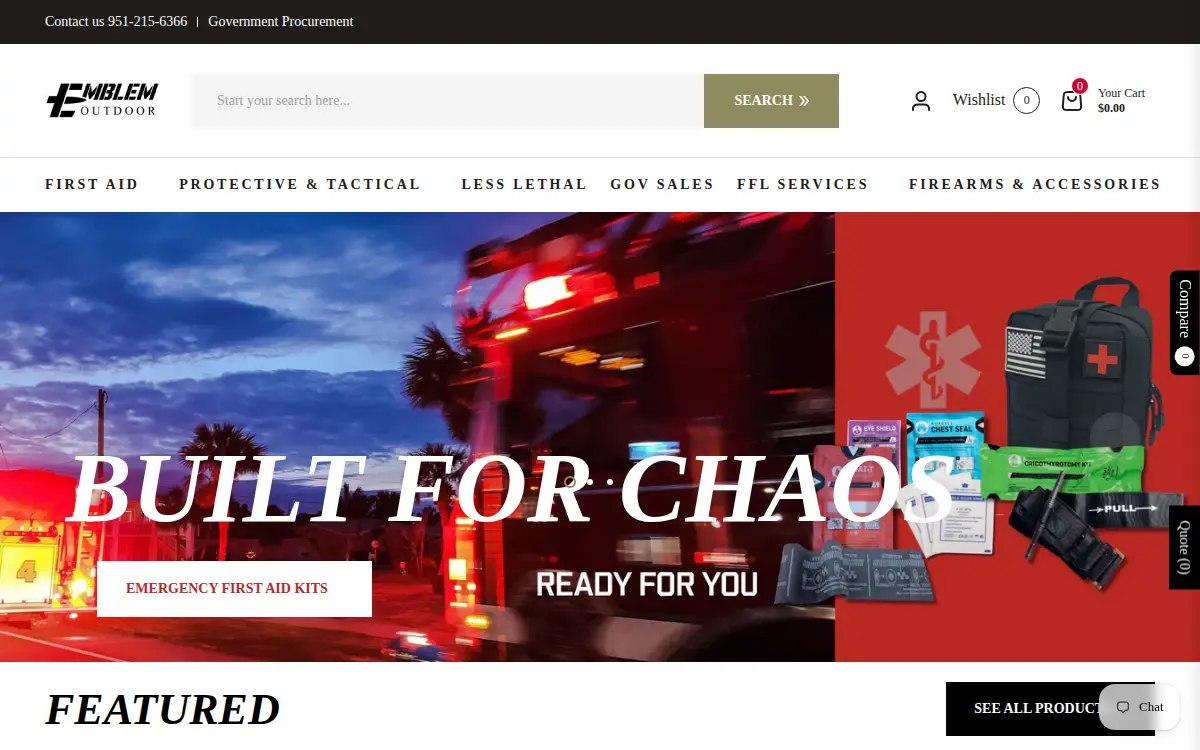 Homepage of Emblem Outdoor, LLC