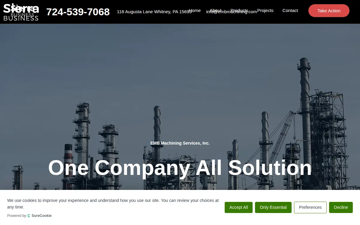 Homepage of Emb Machining Services INC