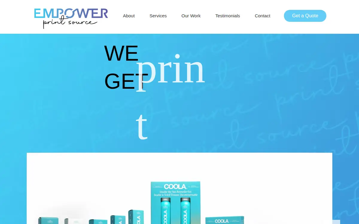 Homepage of Empower Print Source Incorporated