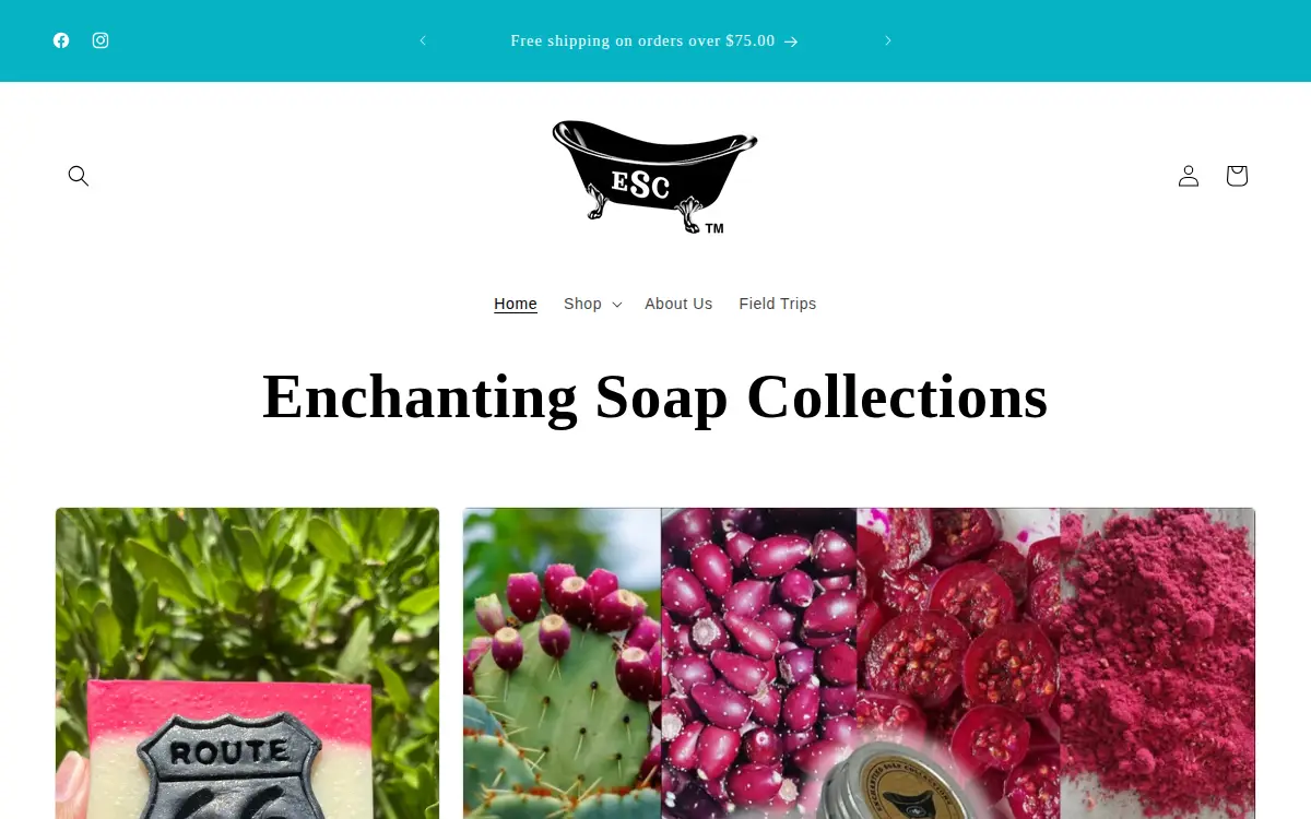 Homepage of Enchanting Soap Collections By Roberta, LLC