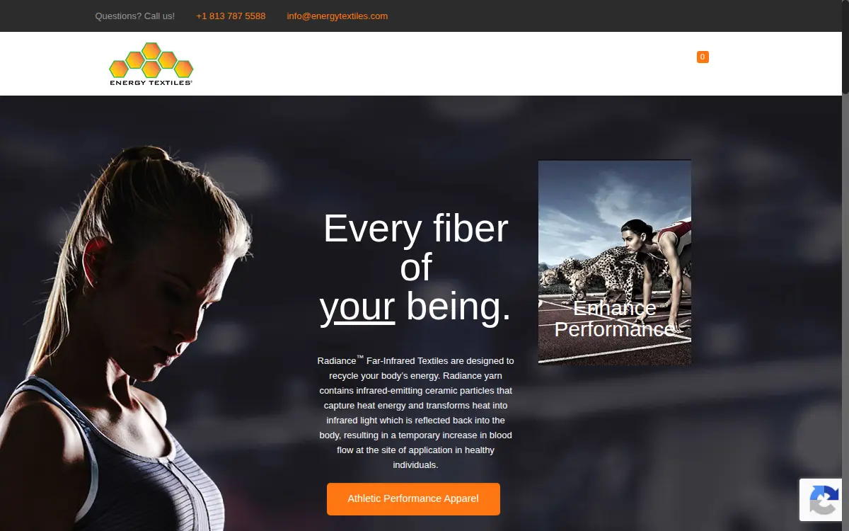 Homepage of Energy Textiles LLC