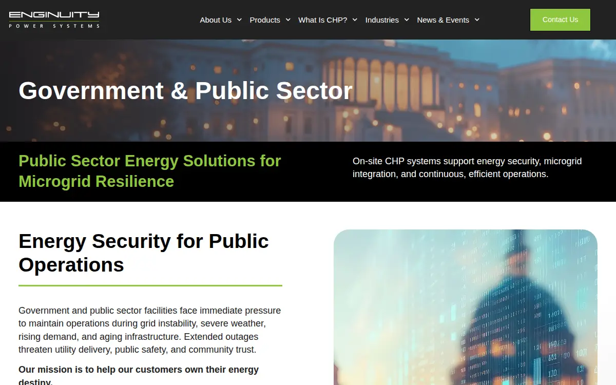 Homepage of Enginuity Power Systems, INC.