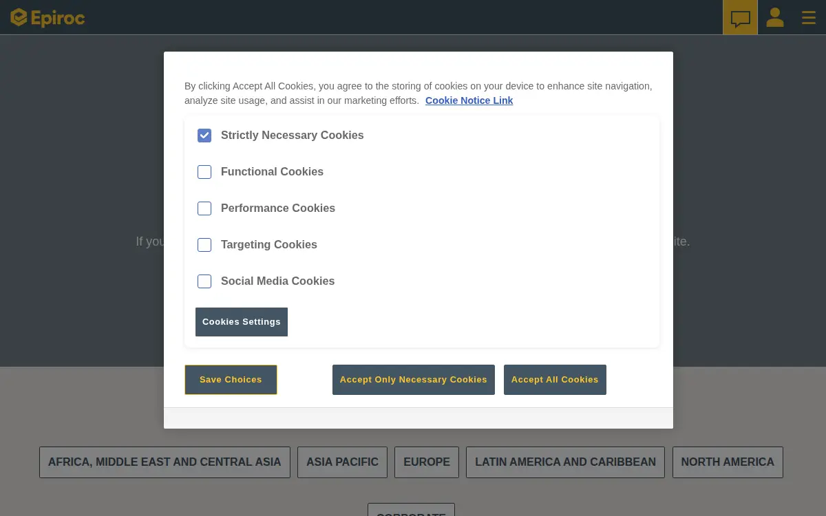 Homepage of Epiroc USA LLC