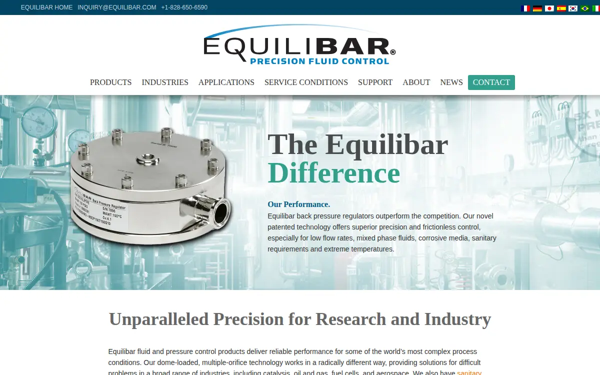 Homepage of Equilibar LLC