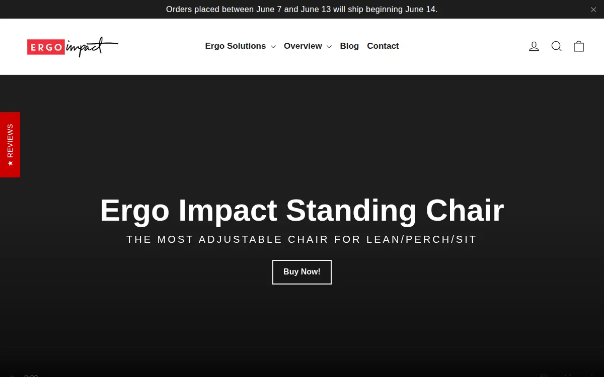 Homepage of Ergo Impact LLC