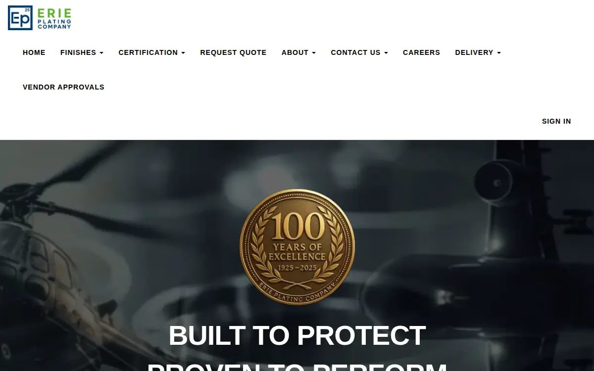 Homepage of Erie Plating CO