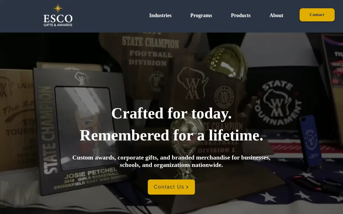 Homepage of Esco Gift and Awards INC
