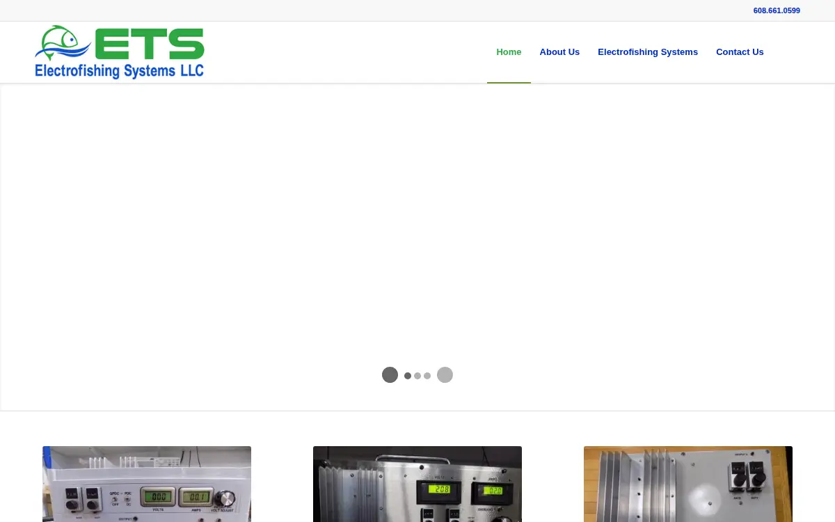 Homepage of Ets Electrofishing Systems, LLC