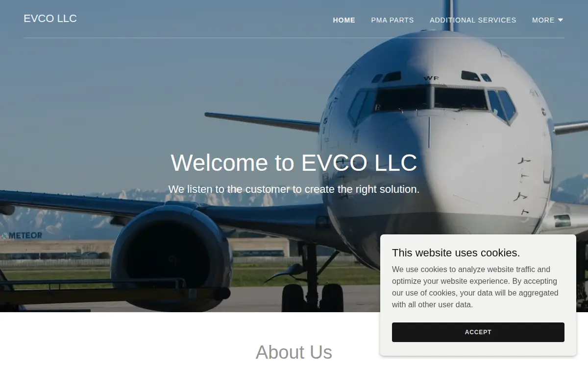 Homepage of Evco LLC