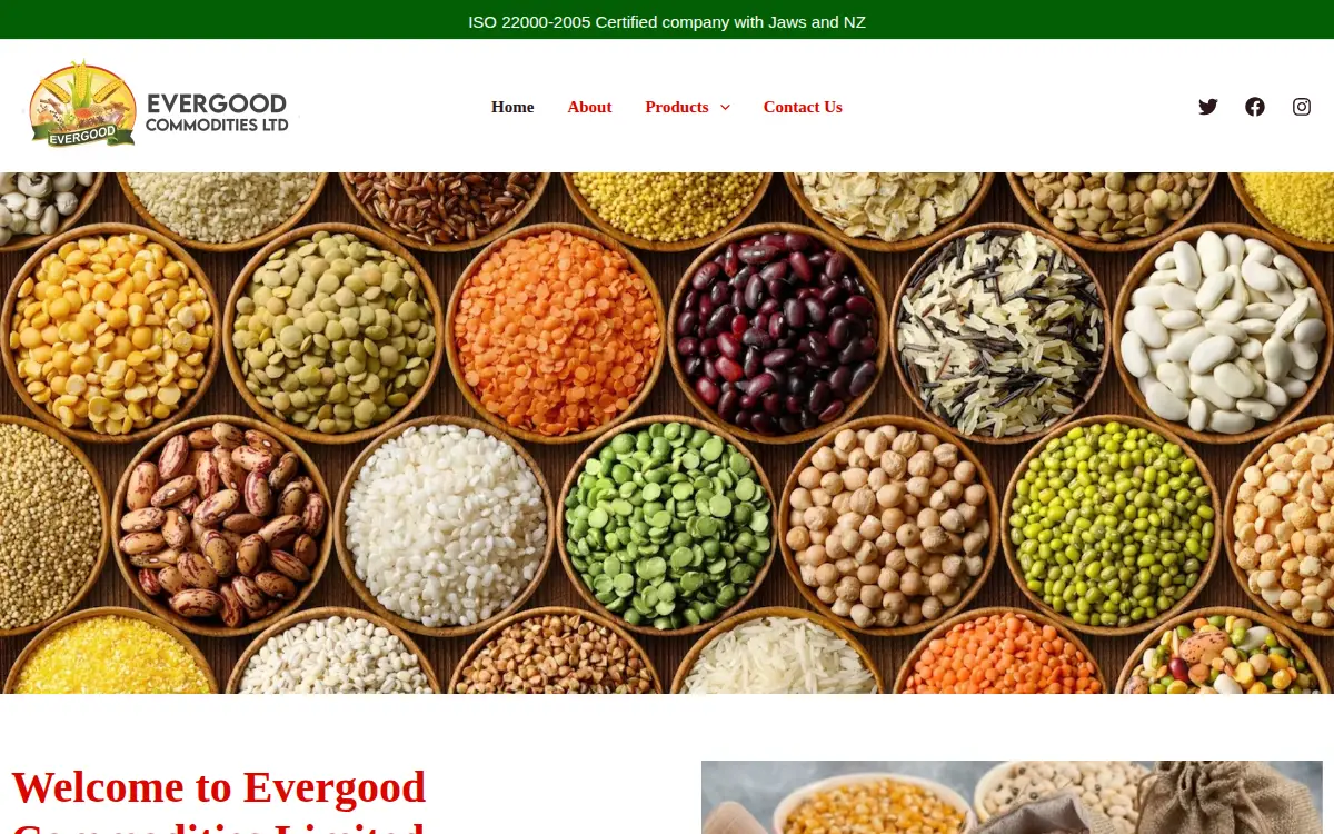 Homepage of Evergood Commodities Limited
