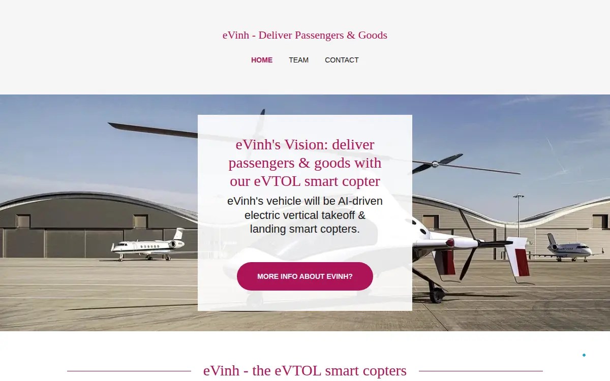 Homepage of Evinh, INC