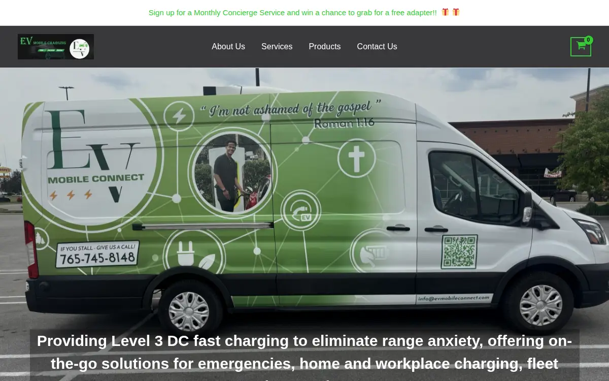 Homepage of Ev Mobile Connect LLC